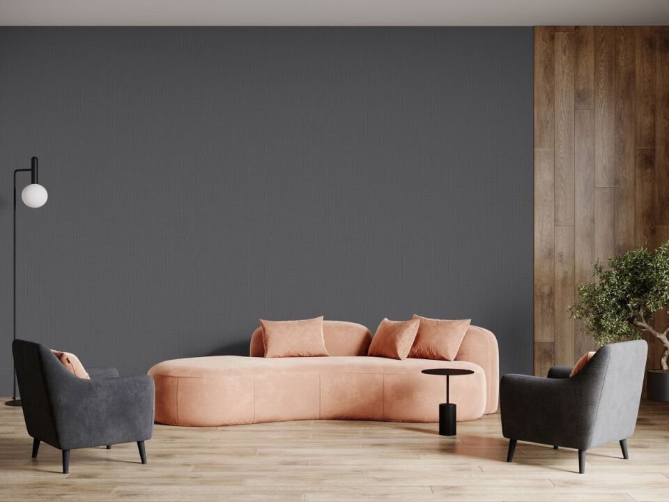 HUE 24203-6 Koyu Gri | Modern Düz Desen Duvar Kağıdı