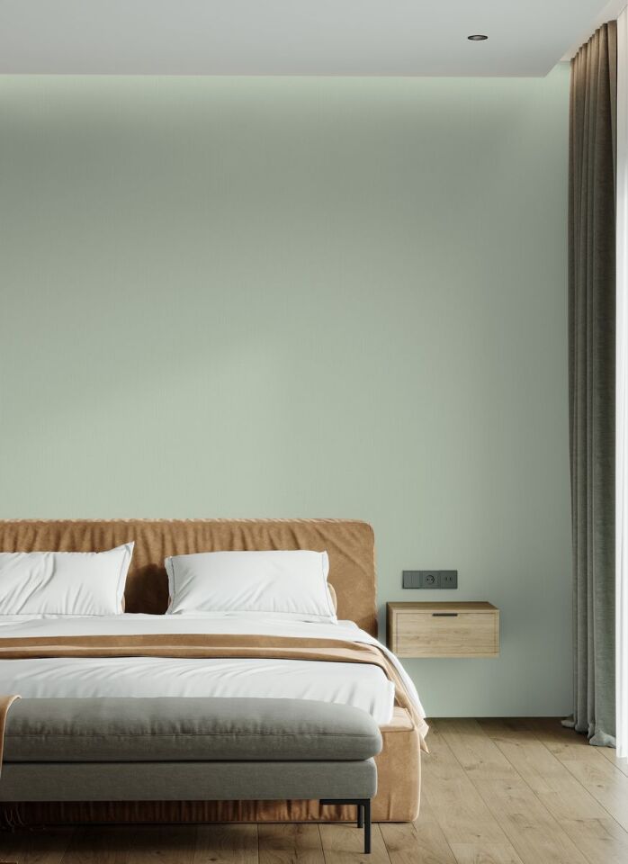 HUE 24203-7 Yeşil | Modern Düz Desen Duvar Kağıdı