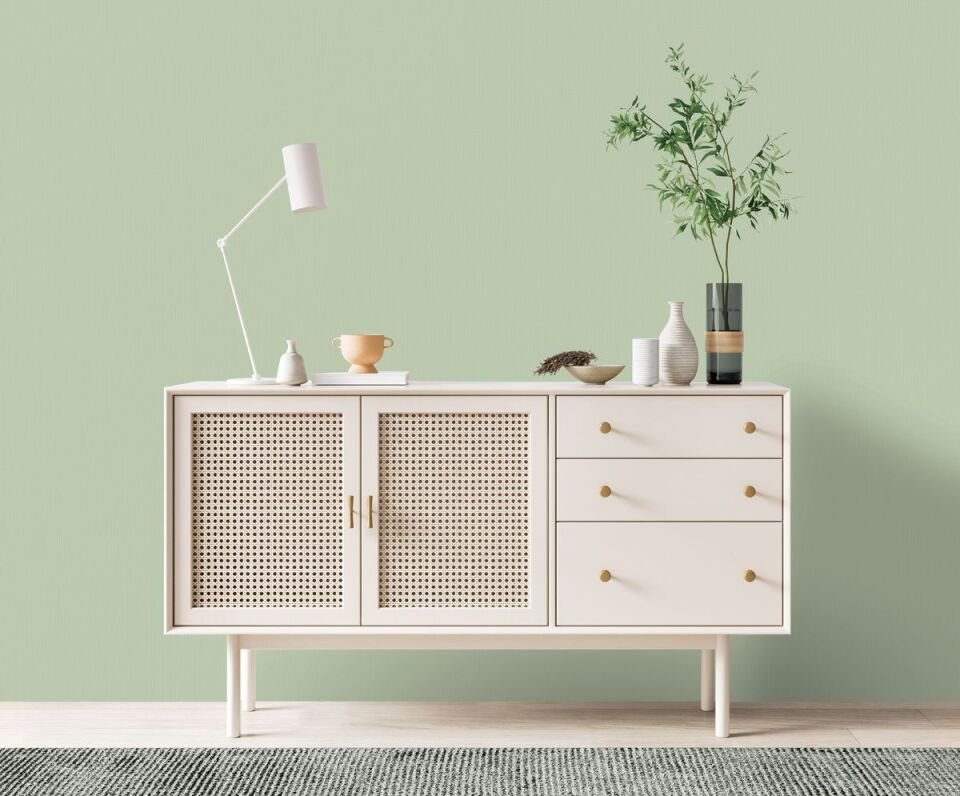 HUE 24203-7 Yeşil | Modern Düz Desen Duvar Kağıdı