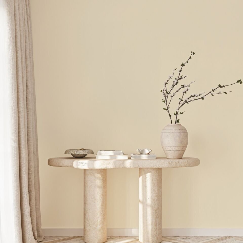 HUE 24204-2 Krem | Modern Düz Desen Duvar Kağıdı