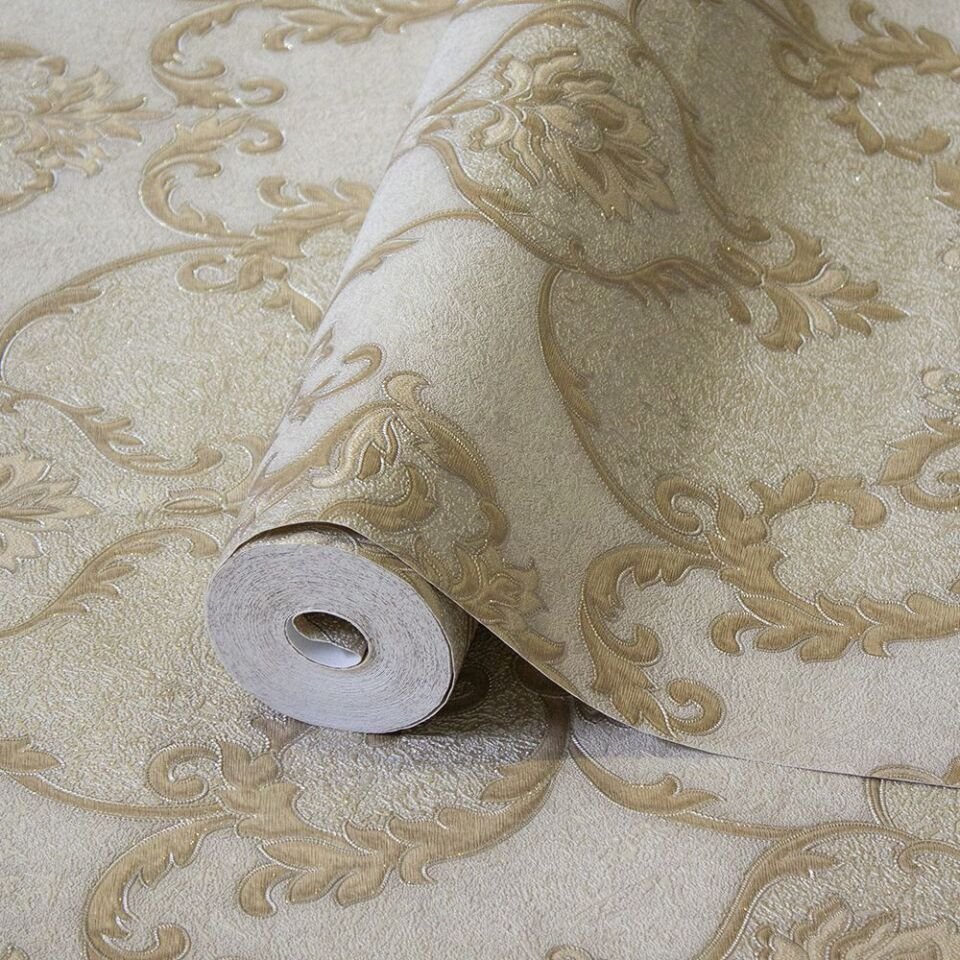 DANTE 1403 Serisi - 5 Koyu Krem | Damask Desen Duvar Kağıdı