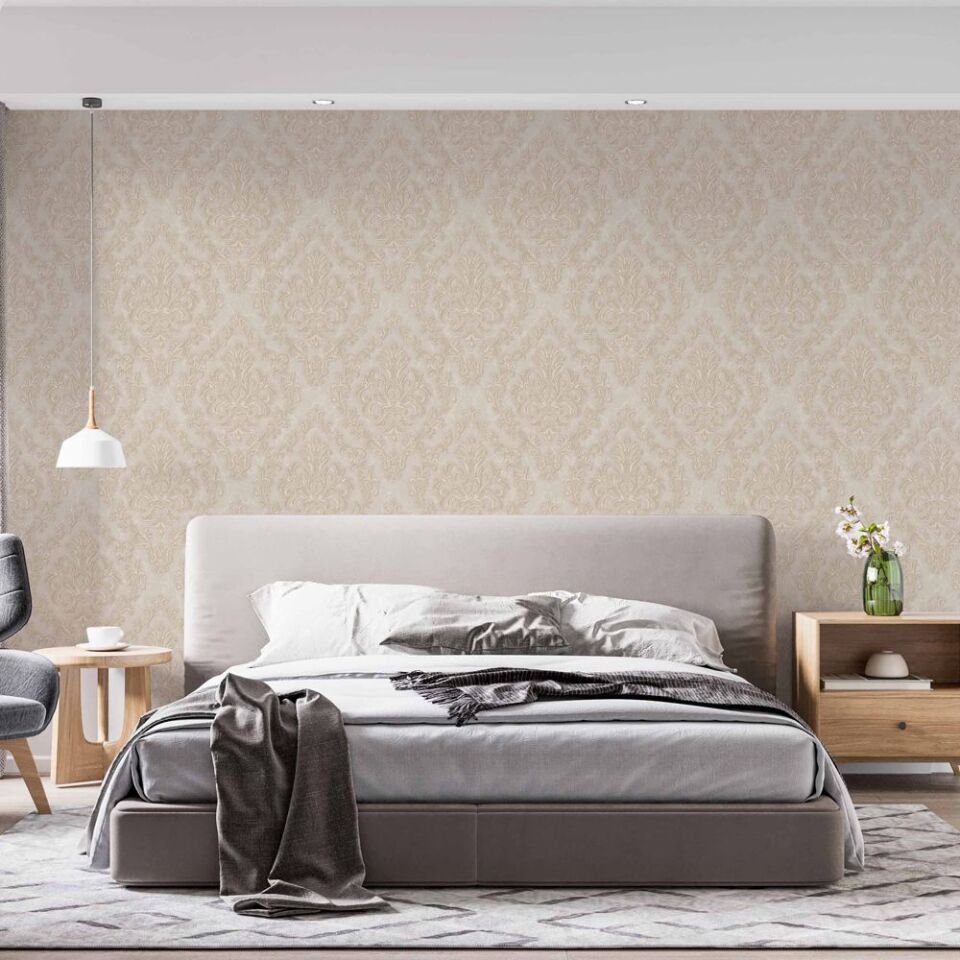 DANTE 1405 Serisi - 3 Krem | Zengin Damask Desen Duvar Kağıdı