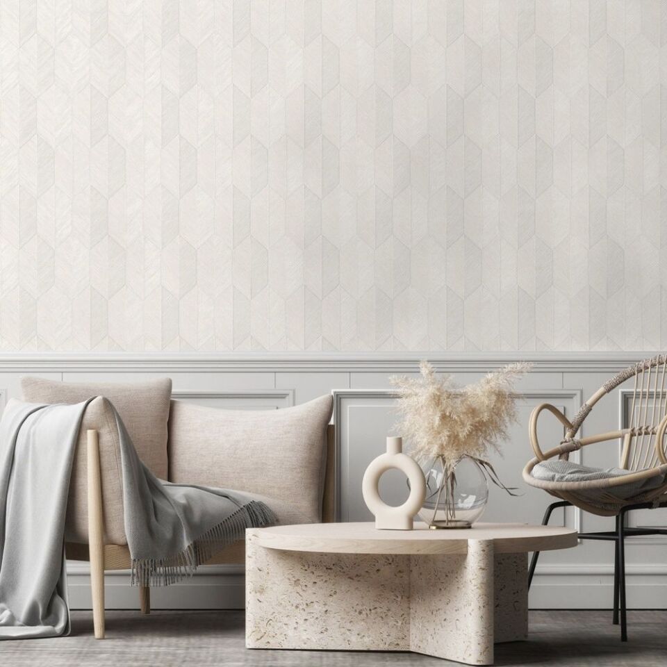 VERA 1501 Serisi - 1 Krem | Modern Geometrik Desen Duvar Kağıdı