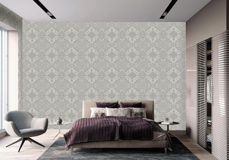SEYYAH 1301 Serisi - 1 Beyaz | Damask Desenli Duvar Kağıdı