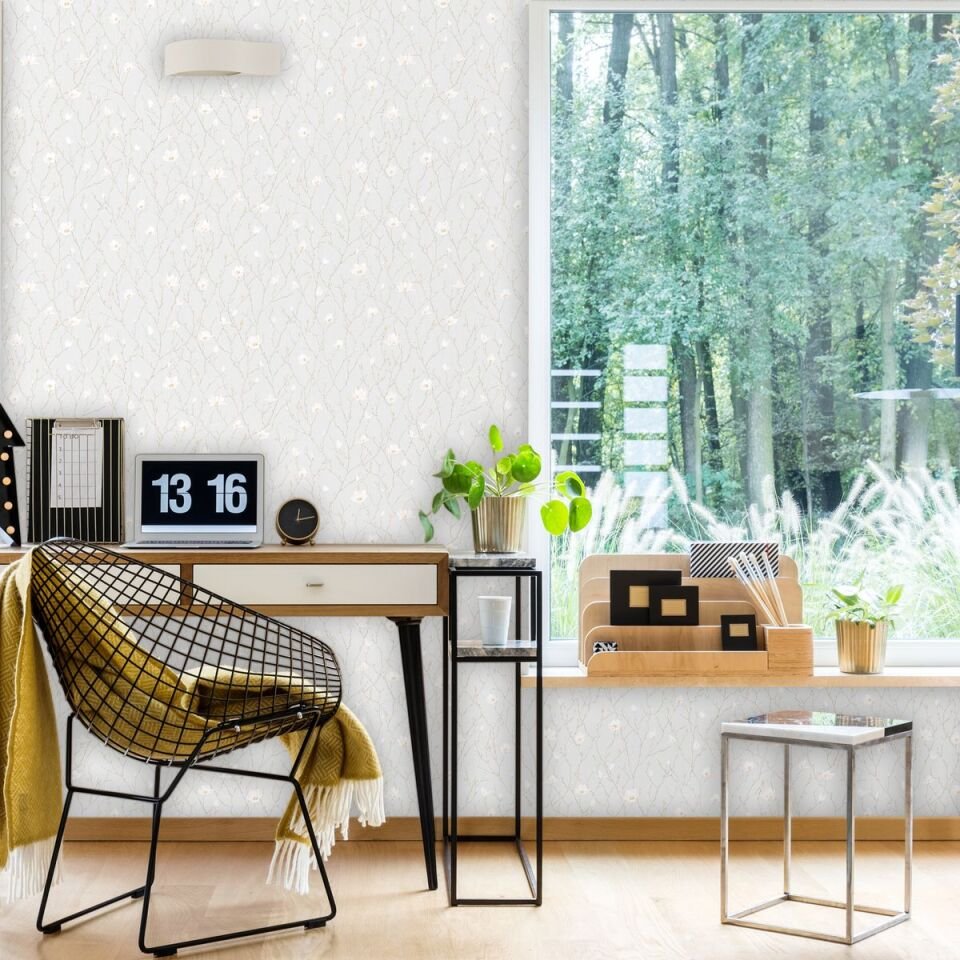 SEVEN 7800 Serisi - 1  Beyaz | Çiçek Motifli Duvar Kağıdı