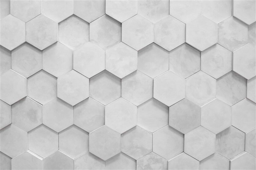 3D Beyaz Altıgen Petek Dokulu Geometrik Minimalist Duvar Posteri