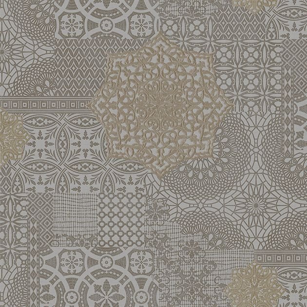 DANTE 1409 Serisi - 5 Gri | Geometric Damask Desen Duvar Kağıdı