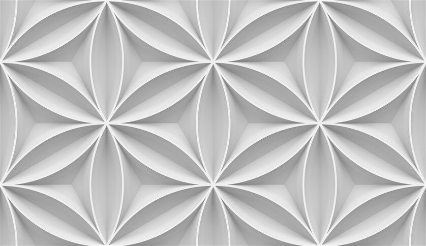 3D Beyaz Çiçek Desenli Geometrik Minimalist Duvar Posteri