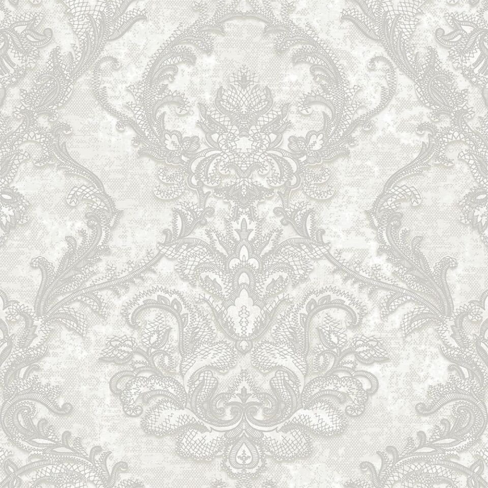 SEYYAH 1303 Serisi - 1 Beyaz | Zengin Damask Desenli Duvar Kağıdı