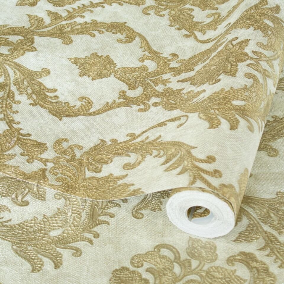 SEYYAH 1303 Serisi - 3 Krem | Zengin Damask Desenli Duvar Kağıdı