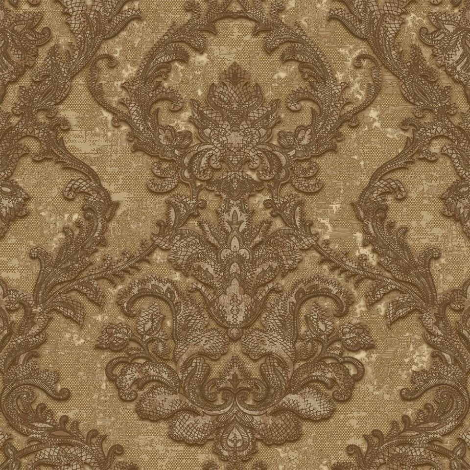 SEYYAH 1303 Serisi - 4 Kahverengi | Zengin Damask Desenli Duvar Kağıdı