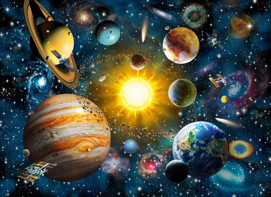 Gezegenler, Yıldızlar ve Uzay Araçları - Astronomi ve Uzay Keşif Temalı Duvar Posteri