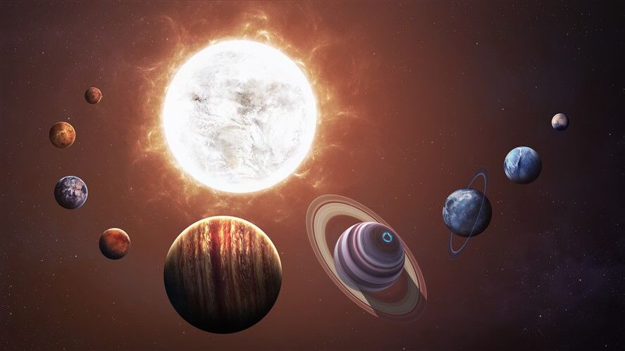 Güneş Sistemi Gezegenleri ve Yüzükler - Astronomi Temalı Uzay Duvar Posteri