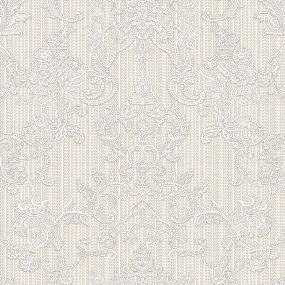 SEYYAH 1305 Serisi - 1 Beyaz | Çiçek Desenli Damask Duvar Kağıdı