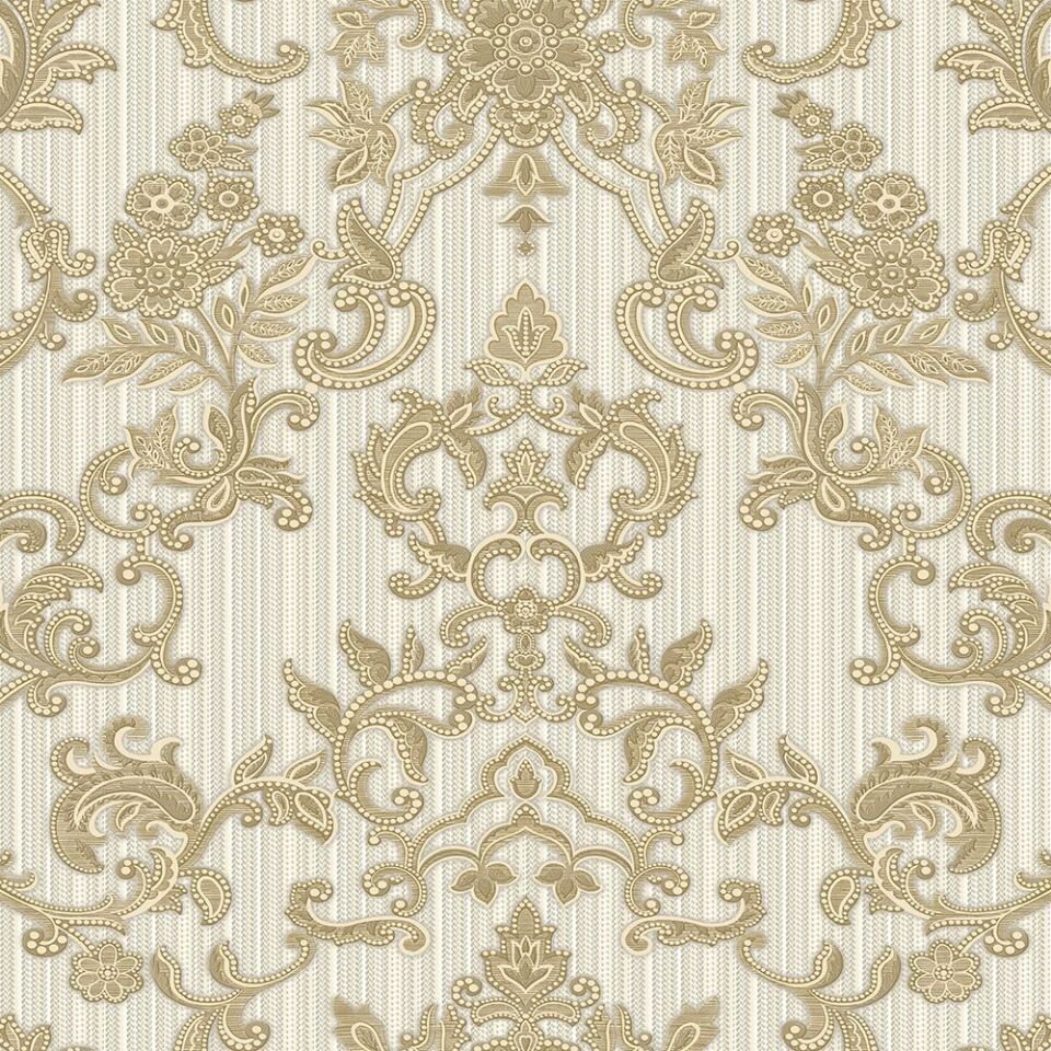 SEYYAH 1305 Serisi - 3 Krem | Çiçek Desenli Damask Duvar Kağıdı