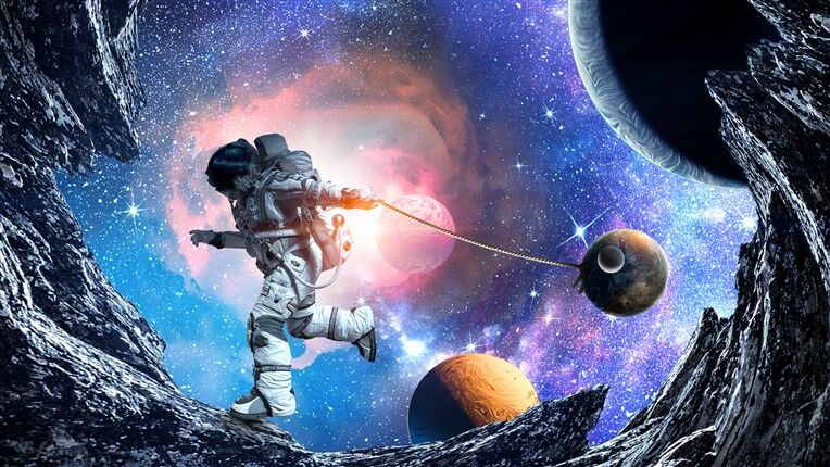 Astronot ve Gezegenler - Uzay Keşfi Temalı Duvar Posteri