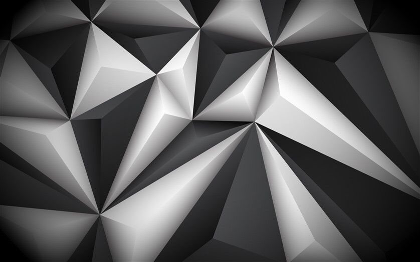3D Siyah Beyaz Üçgen Desenli Geometrik Soyut Duvar Posteri
