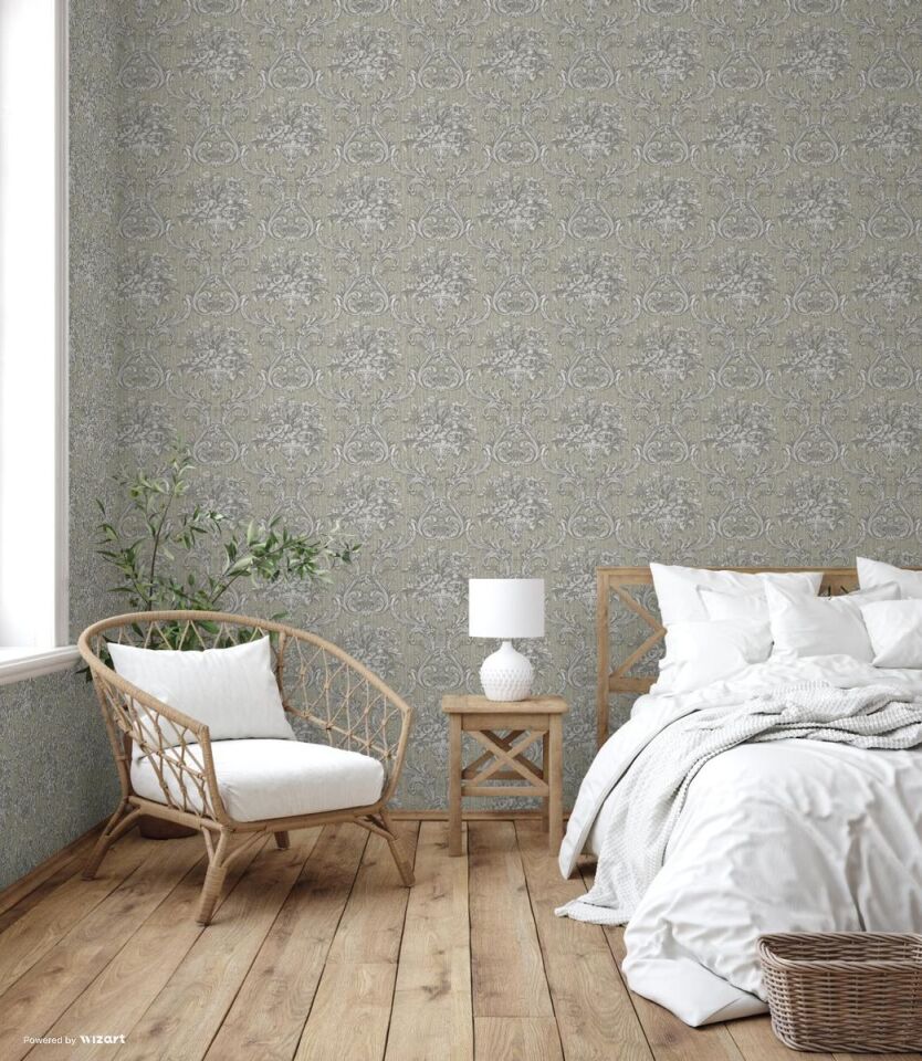 SEYYAH 1310 Serisi - 4 Gri | Klasik Damask Desenli Duvar Kağıdı
