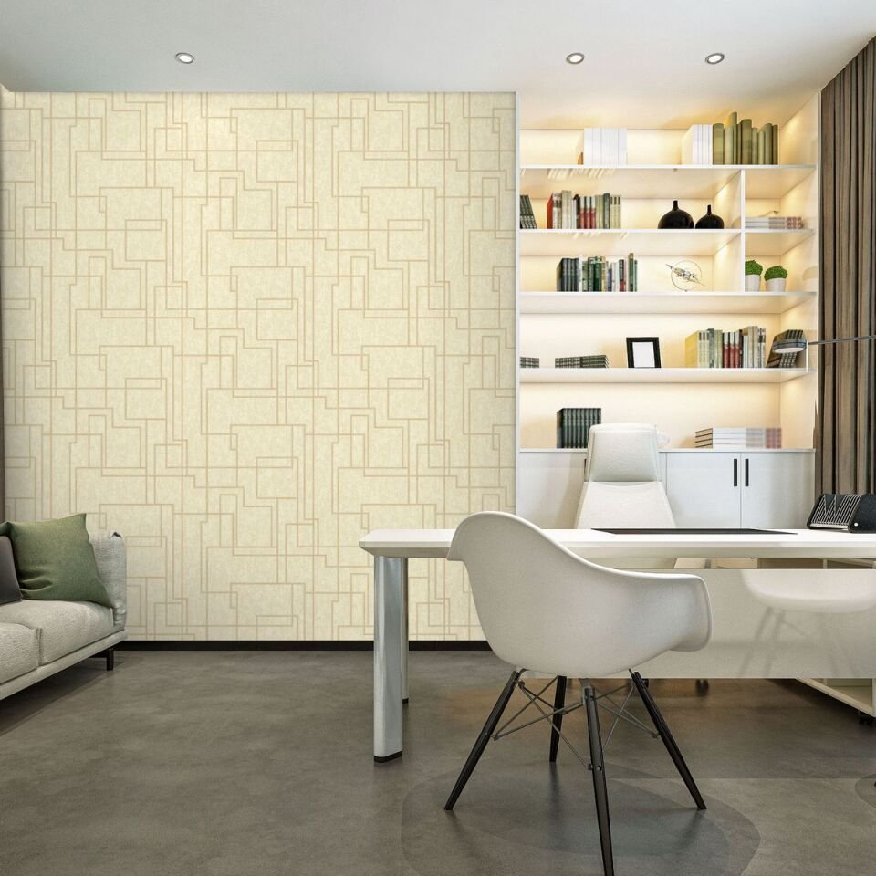 OCTAGON 1202 Serisi - 2 Krem | Geometrik Duvar Kağıdı