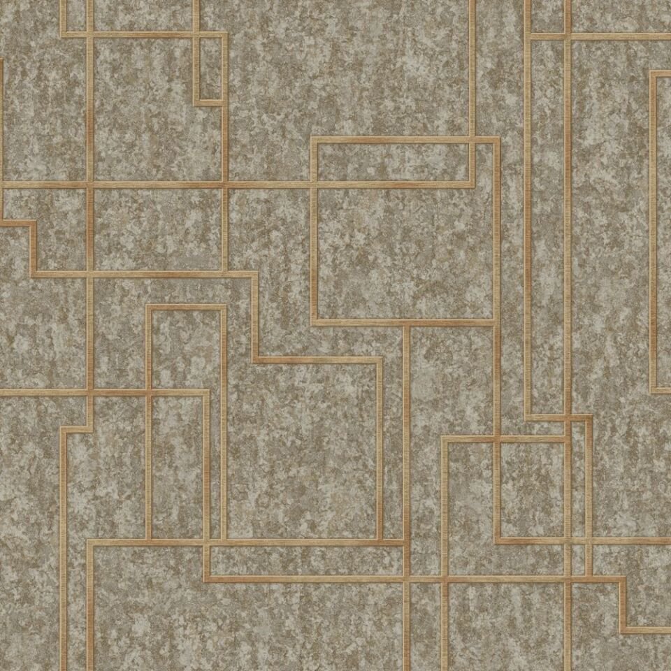 OCTAGON 1202 Serisi - 4 Kahverengi | Geometrik Duvar Kağıdı
