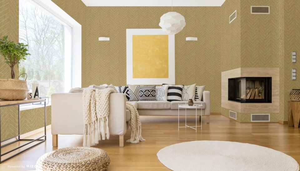 OCTAGON 1204 Serisi - 5 Sarı | Geometrik Duvar Kağıdı