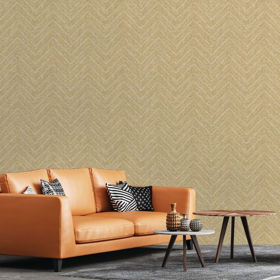 OCTAGON 1204 Serisi - 5 Sarı | Geometrik Duvar Kağıdı