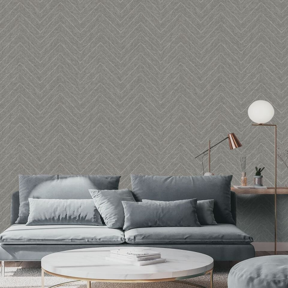 OCTAGON 1204 Serisi - 6 Koyu Gri | Geometrik Duvar Kağıdı