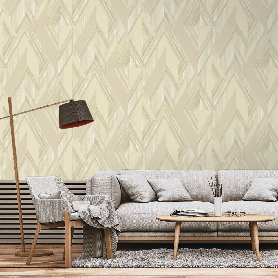 OCTAGON 1205 Serisi - 1 Krem | Geometrik Duvar Kağıdı