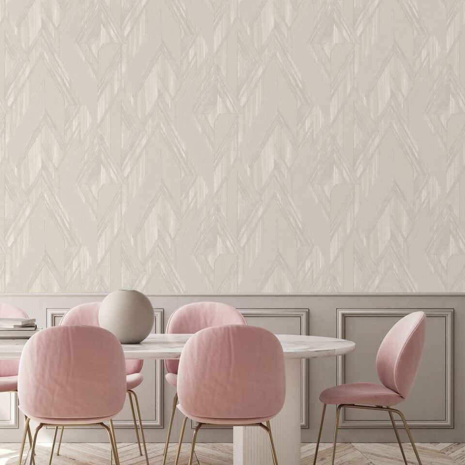 OCTAGON 1205 Serisi - 2 Bej | Geometrik Duvar Kağıdı