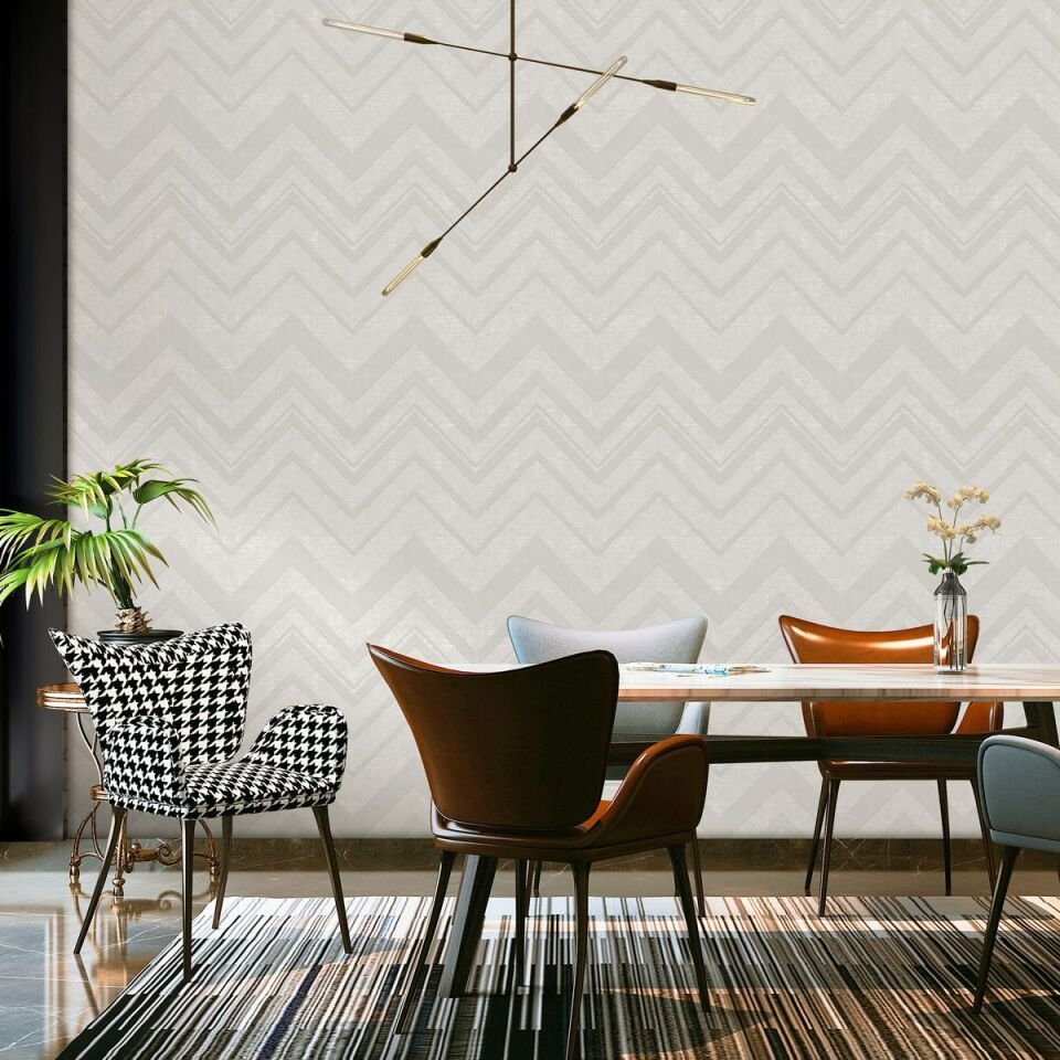 OCTAGON 1207 Serisi - 1 Beyaz | Zigzag Dokulu Duvar Kağıdı