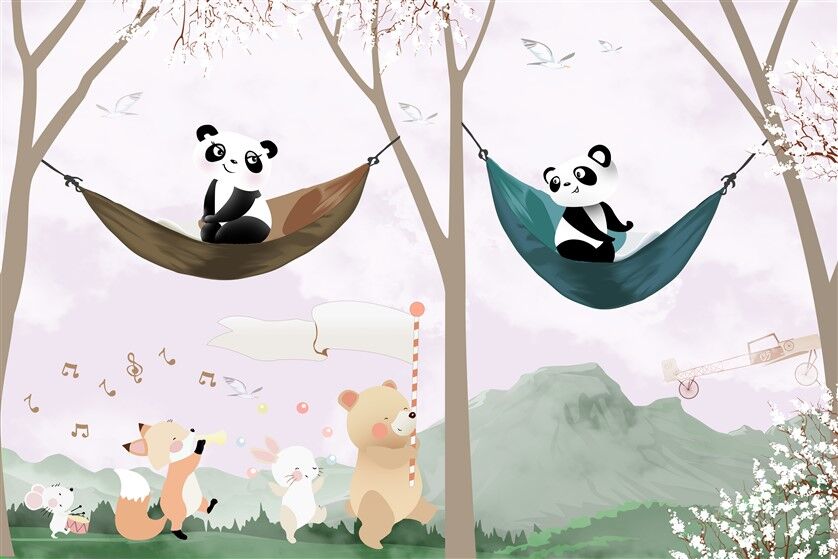Hamakta Keyif - Panda ve Arkadaşları Duvar Posteri