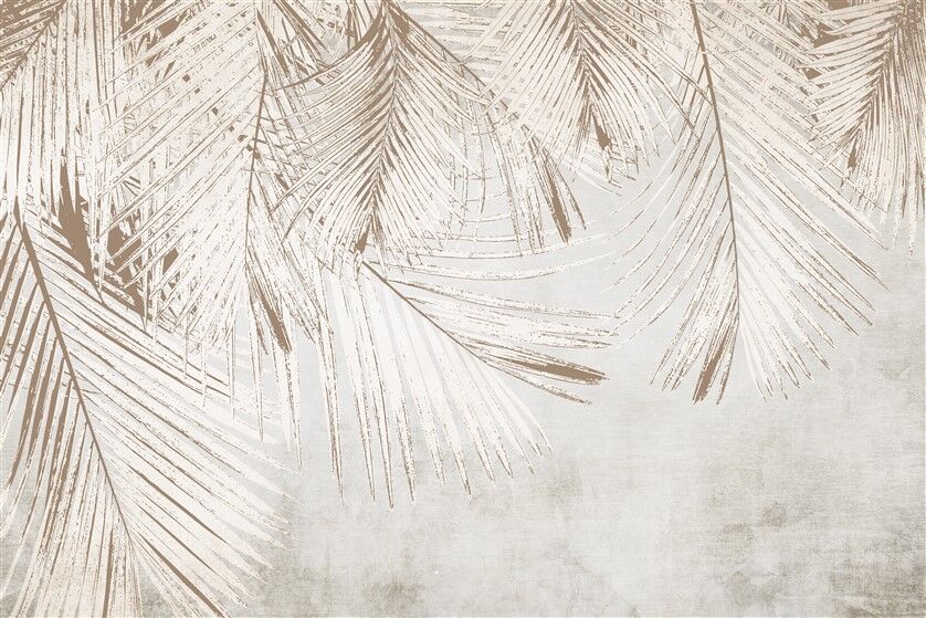 Katmanlı ve Doğal Işıkta Palm Yaprakları Deseni Duvar Posteri