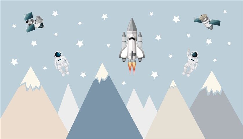 Uzay Macerası - Roket ve Astronotlar Duvar Posteri