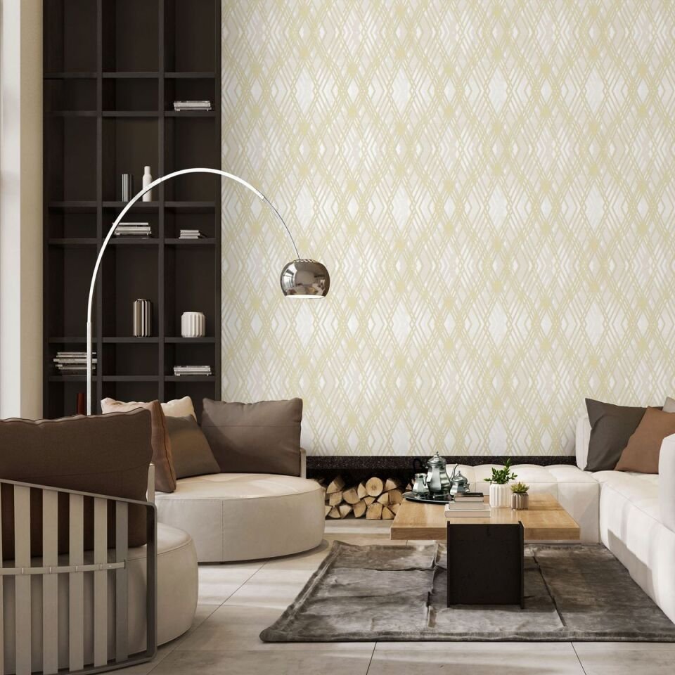 OCTAGON 1213 Serisi - 1 Beyaz | Çizgili Düz Duvar Kağıdı