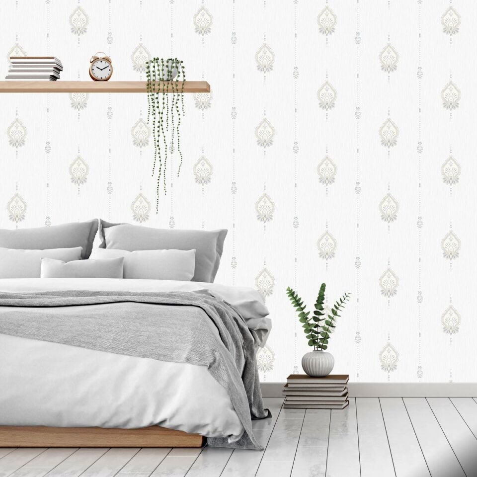 TROPICANO 9902 Serisi - 1 Beyaz | Modern Renkli Duvar Kağıdı