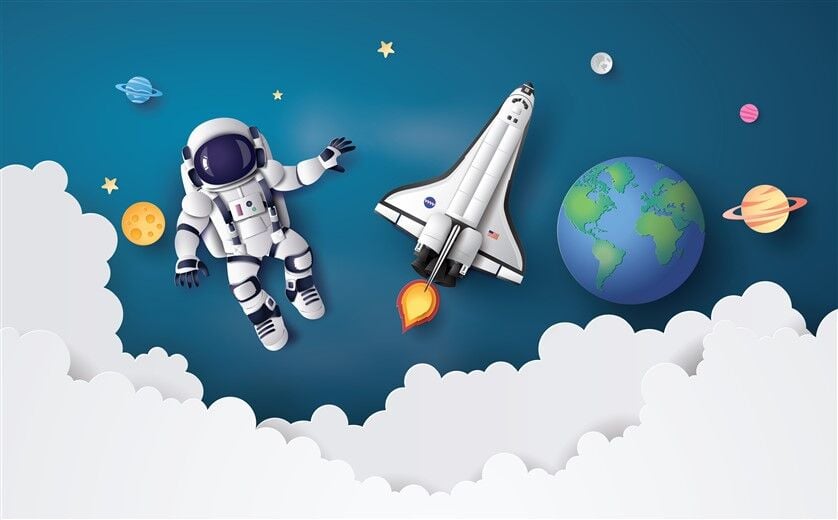 Uzay ve Astronot Çocuk Odası Duvar Posteri