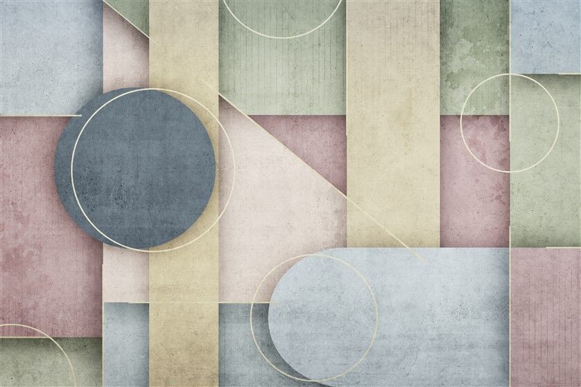 Pastel Renkli Soyut Geometrik Desen Duvar Posteri