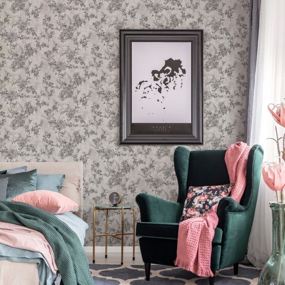 TROPICANO 9914 Serisi - 1 Beyaz | Çiçek Desenli Trend Duvar Kağıdı