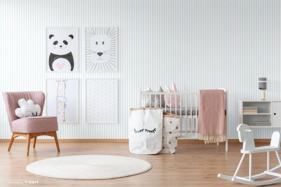 ADA KIDS 8900 Serisi - 1 Açık Gri Mavi | Klasik Çizgili Çocuk Odası Duvar Kağıdı