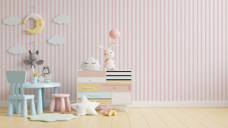 ADA KIDS 8900 Serisi - 3 Açık Pembe | Klasik Çizgili Çocuk Odası Duvar Kağıdı