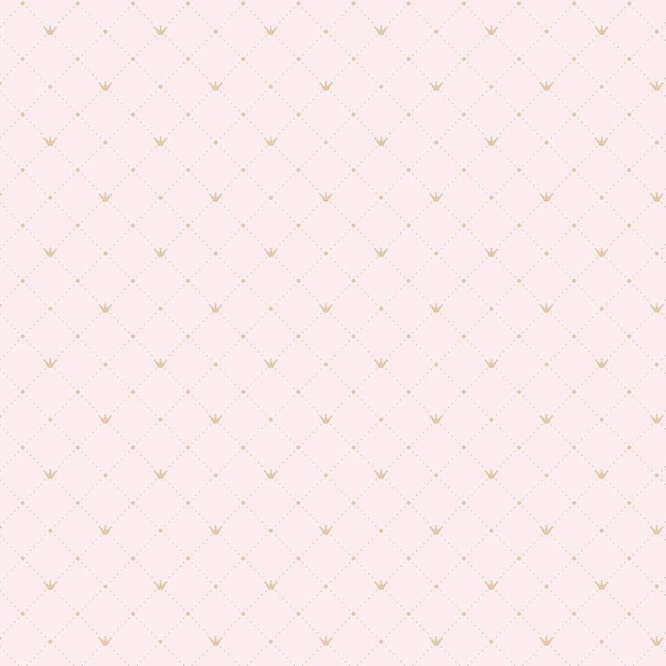 ADA KIDS 8911 Serisi - 2 Açık Pembe | Geometrik Mini Taç Detaylı Duvar Kağıdı