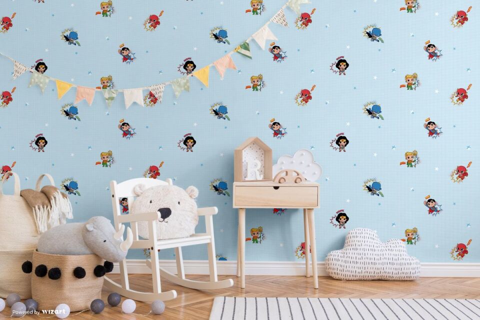 ADA KIDS 8912 Serisi - 1 Açık Mavi | Mini DC Karakterli Duvar Kağıdı