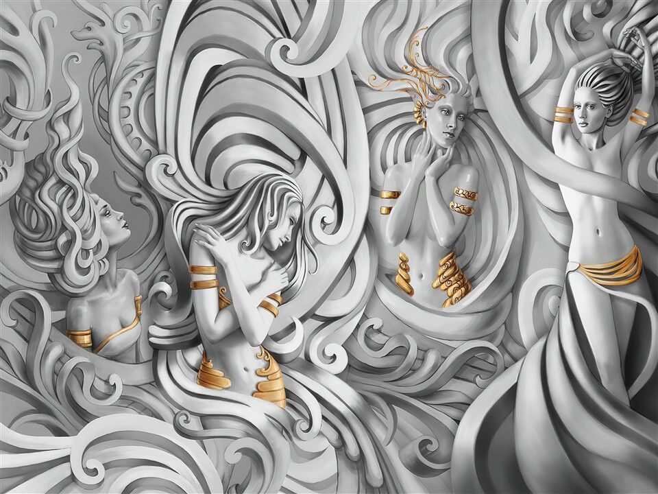 3D Kabartmalı Mitolojik Tanrıçalar Duvar Posteri