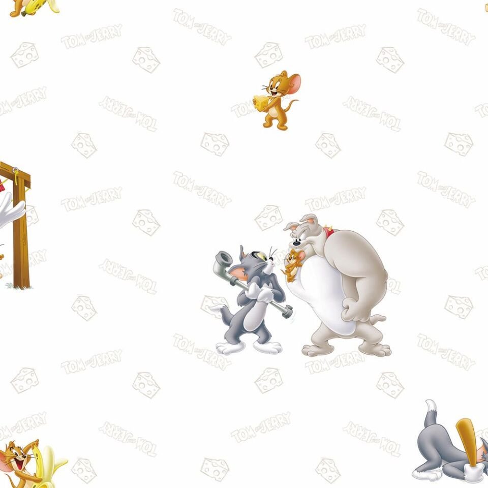 ADA KIDS 8925 Serisi - 1 Açık Beyaz | Tom ve Jerry Karakterli Duvar Kağıdı
