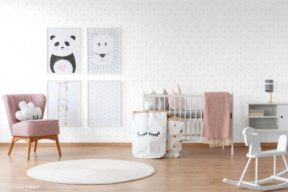 ADA KIDS 8926 Serisi - 1 Açık Beyaz | Mini Peynir Desenli Duvar Kağıdı