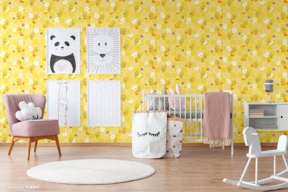 ADA KIDS 8929 Serisi - 1 Açık Sarı | Tweety Tasarımlı Duvar Kağıdı