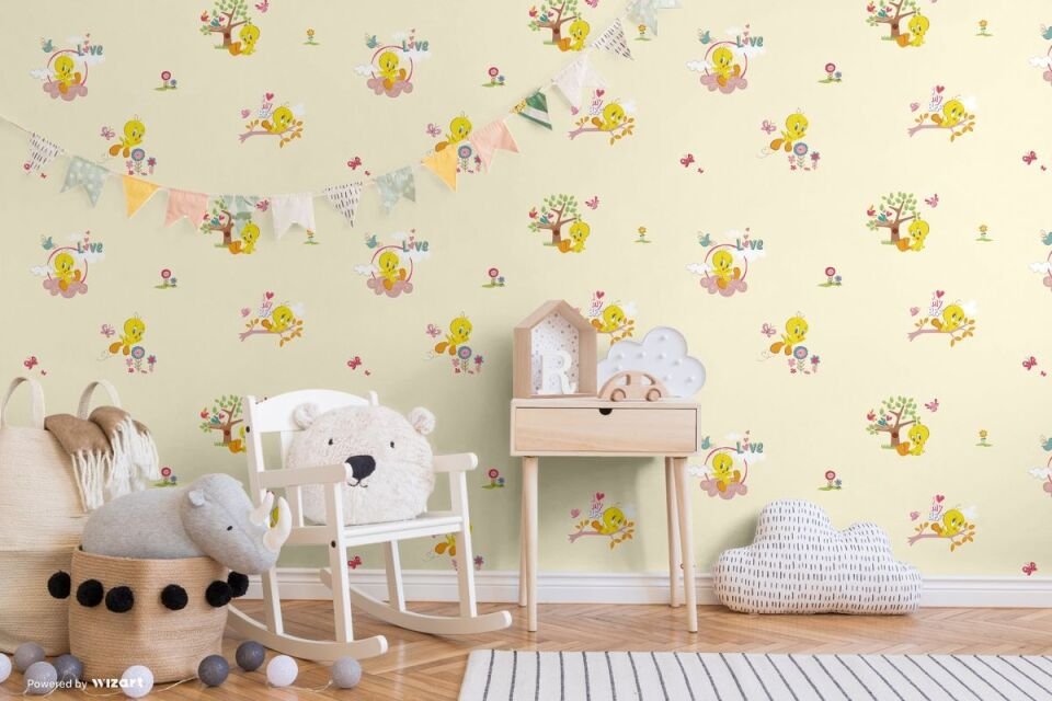 ADA KIDS 8931 Serisi - 1 Açık Bej | Wallpaper design with Tweety bird