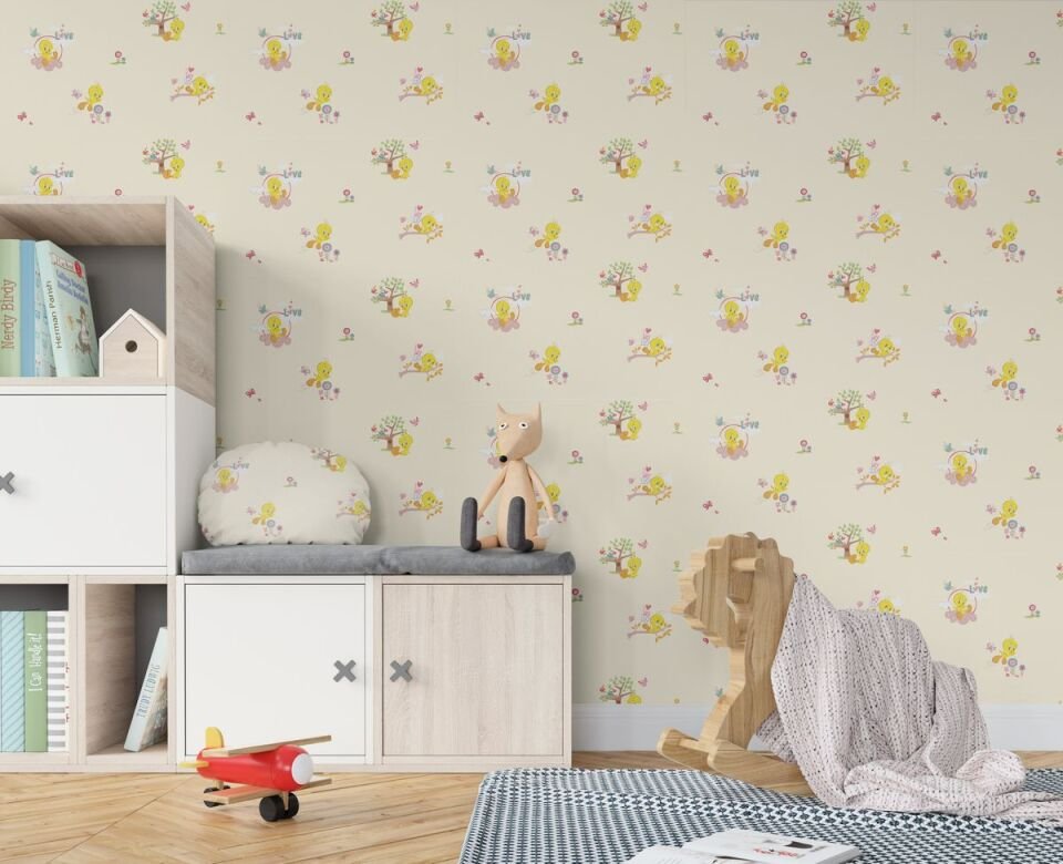 ADA KIDS 8931 Serisi - 1 Açık Bej | Wallpaper design with Tweety bird
