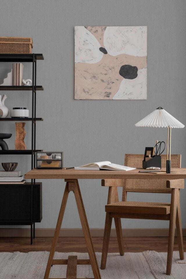 HUE 24201-6 Gri | Modern Düz Desen Duvar Kağıdı