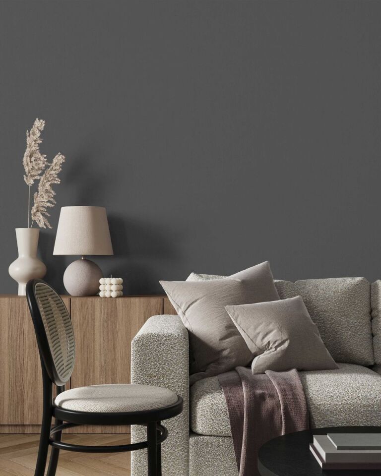HUE 24201-8 Koyu Gri | Modern Düz Desen Duvar Kağıdı